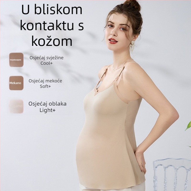 Hladna dojiljska cami s UV zaštitom, bez žice, prednje kopčanje, trudničko-dojilna, duga i tanka, od najlona