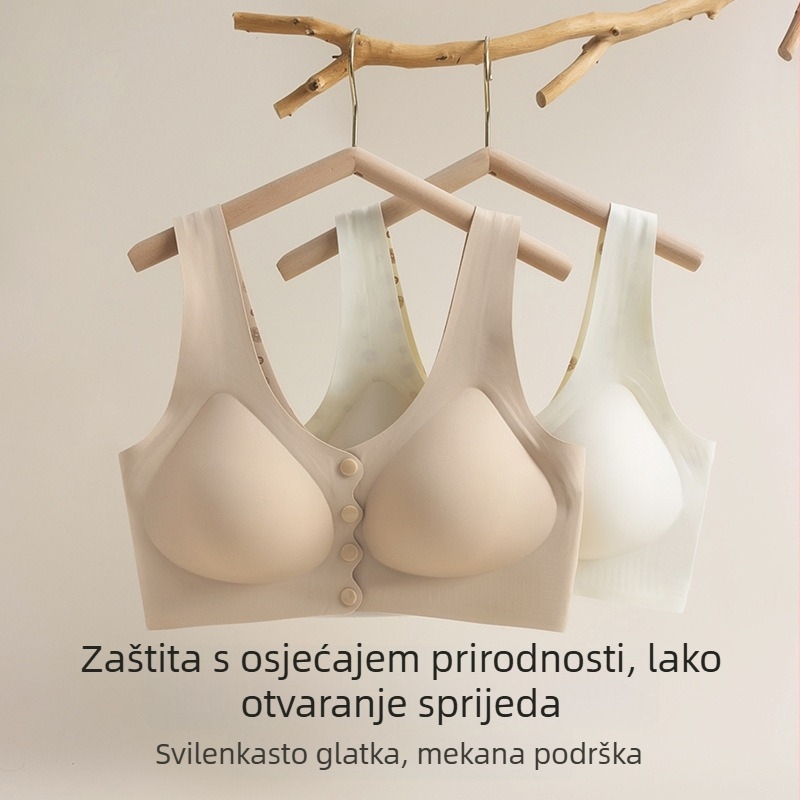Bešavni grudnjak za dojenje s prednjim zatvaračem, bežični, prozračni, mekana potpora