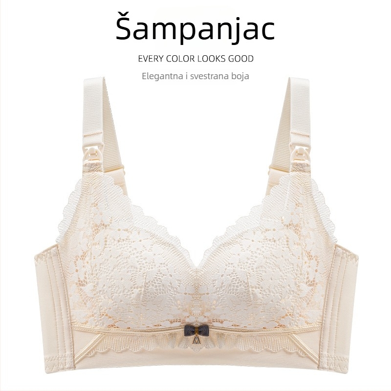 Postpartalni grudnjak za dojenje s prednjim zatvaranjem kopčom, protiv spuštanja, tanke oblikovane košarice, odvojive dvostruke naramenice