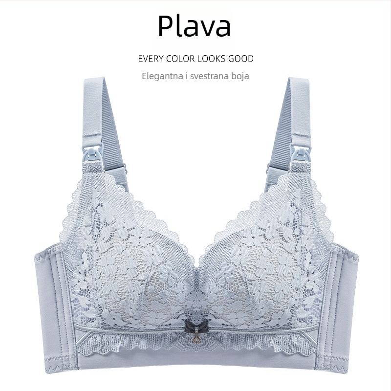 Postpartalni grudnjak za dojenje s prednjim zatvaranjem kopčom, protiv spuštanja, tanke oblikovane košarice, odvojive dvostruke naramenice