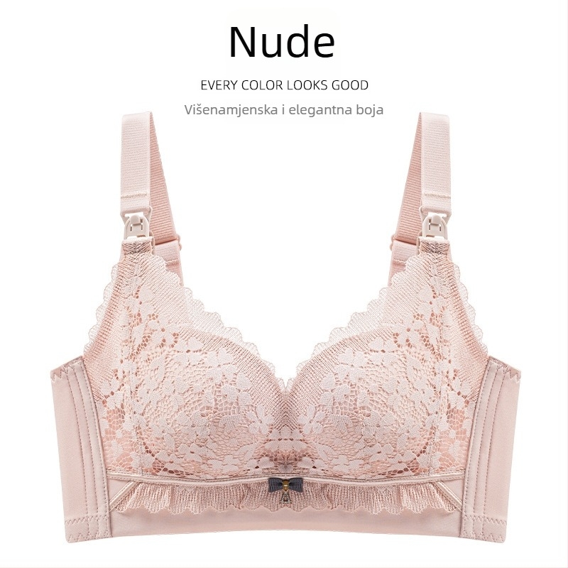 Postpartalni grudnjak za dojenje s prednjim zatvaranjem kopčom, protiv spuštanja, tanke oblikovane košarice, odvojive dvostruke naramenice