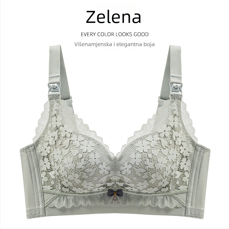 Postpartalni grudnjak za dojenje s prednjim zatvaranjem kopčom, protiv spuštanja, tanke oblikovane košarice, odvojive dvostruke naramenice