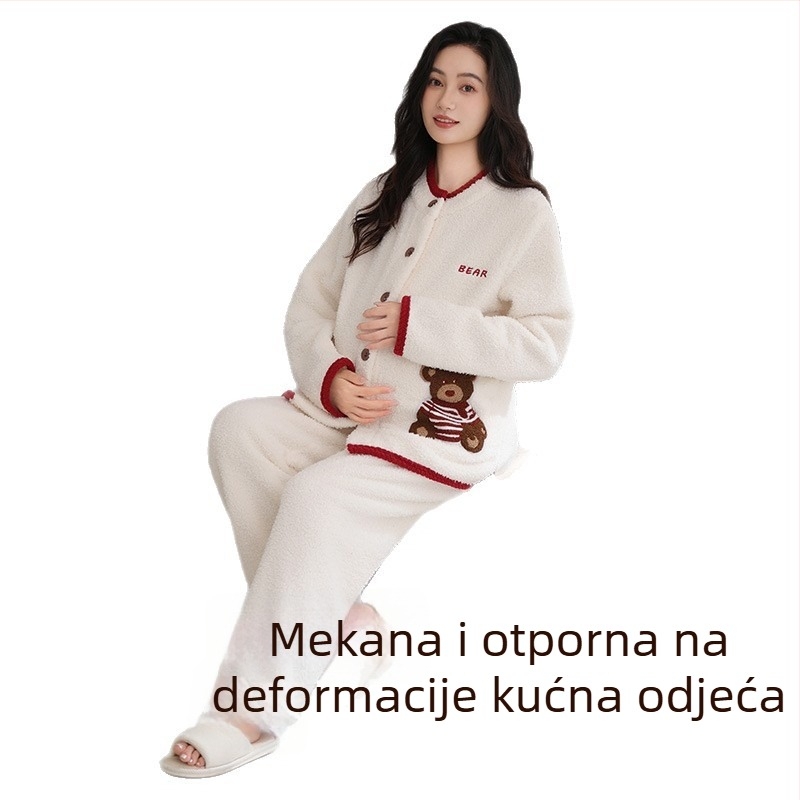 Set za trudnoću za spavanje – Half-Side Rib tkanina, debljina 201–250 g/m², dugi rukavi i dugi hlače