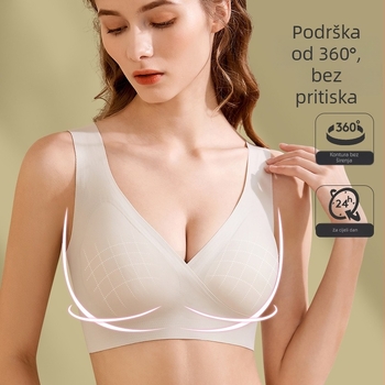 Trudnički grudnjak za dojenje, plus veličine, bešavni, bez šavova, križne naramenice, srednje oblikovane košarice