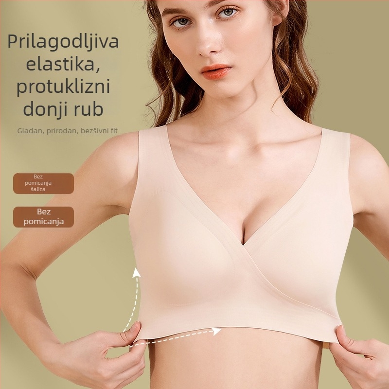 Trudnički grudnjak za dojenje, plus veličine, bešavni, bez šavova, križne naramenice, srednje oblikovane košarice