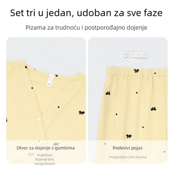 Pidžama za trudnice s jastučićima za dojke — A kvaliteta majčinsko-dječja, 100% pamuk, jesen-zima postpartum dojenje