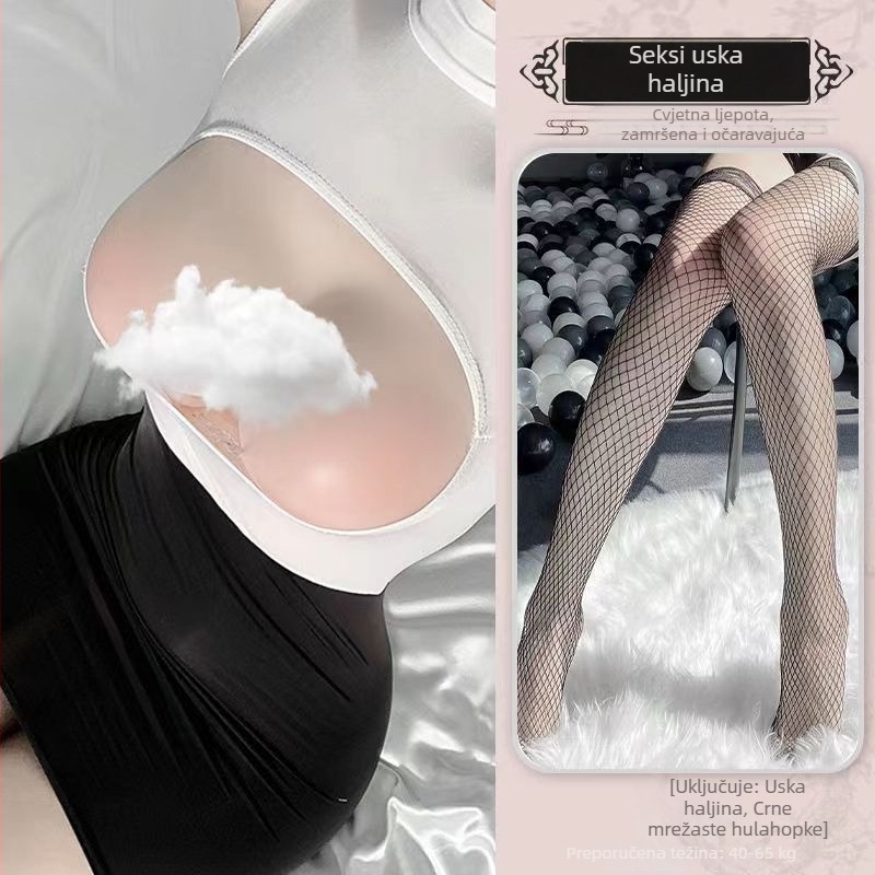 Seksi set donjeg rublja za žene u stilu sekretarice — prozirna, uz bokove prianjajuća suknja, igranje uloga za parove