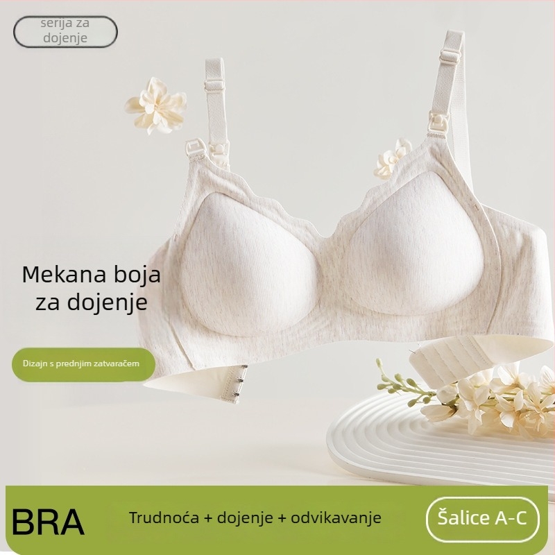 Modal grudnjak za trudnoću i dojenje — jednodijelni dizajn, tanke oblikovane košarice, stražnje kopčanje s četiri reda kopči, čvrste naramenice