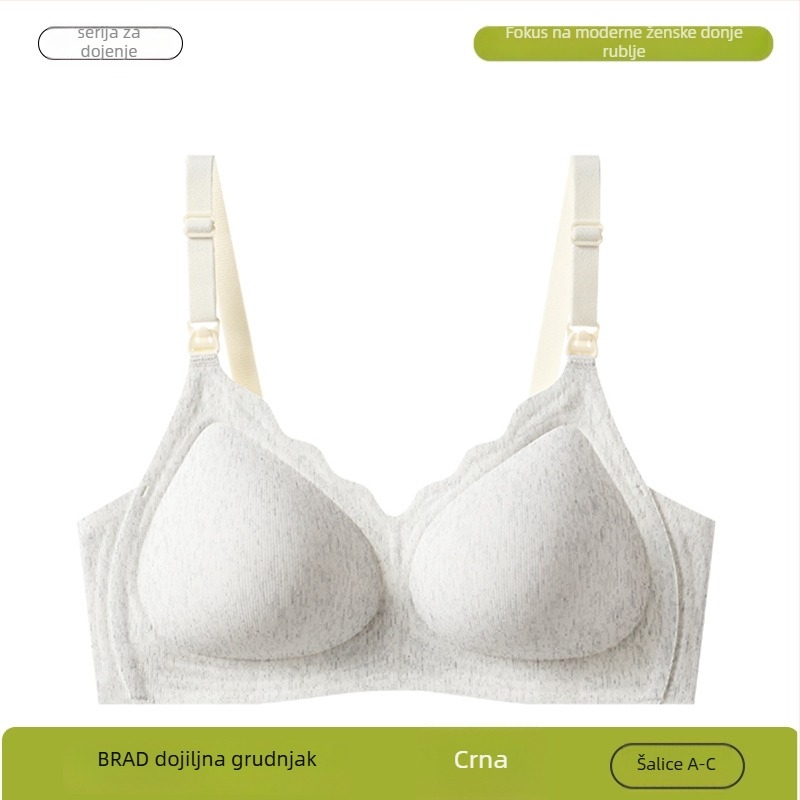 Modal grudnjak za trudnoću i dojenje — jednodijelni dizajn, tanke oblikovane košarice, stražnje kopčanje s četiri reda kopči, čvrste naramenice