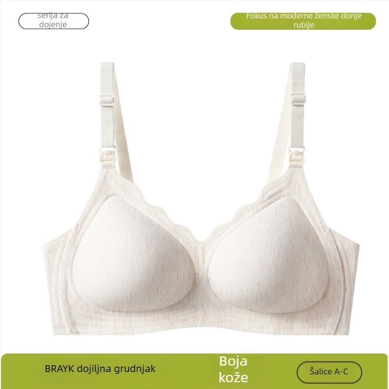 Modal grudnjak za trudnoću i dojenje — jednodijelni dizajn, tanke oblikovane košarice, stražnje kopčanje s četiri reda kopči, čvrste naramenice