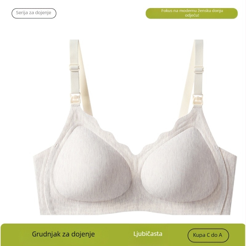 Modal grudnjak za trudnoću i dojenje — jednodijelni dizajn, tanke oblikovane košarice, stražnje kopčanje s četiri reda kopči, čvrste naramenice