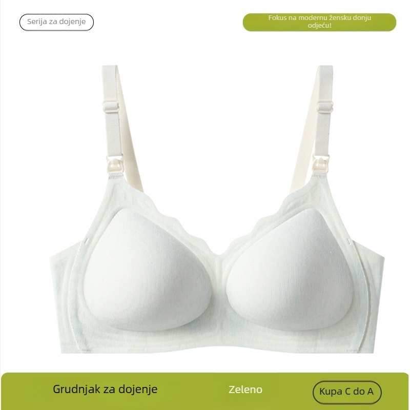 Modal grudnjak za trudnoću i dojenje — jednodijelni dizajn, tanke oblikovane košarice, stražnje kopčanje s četiri reda kopči, čvrste naramenice