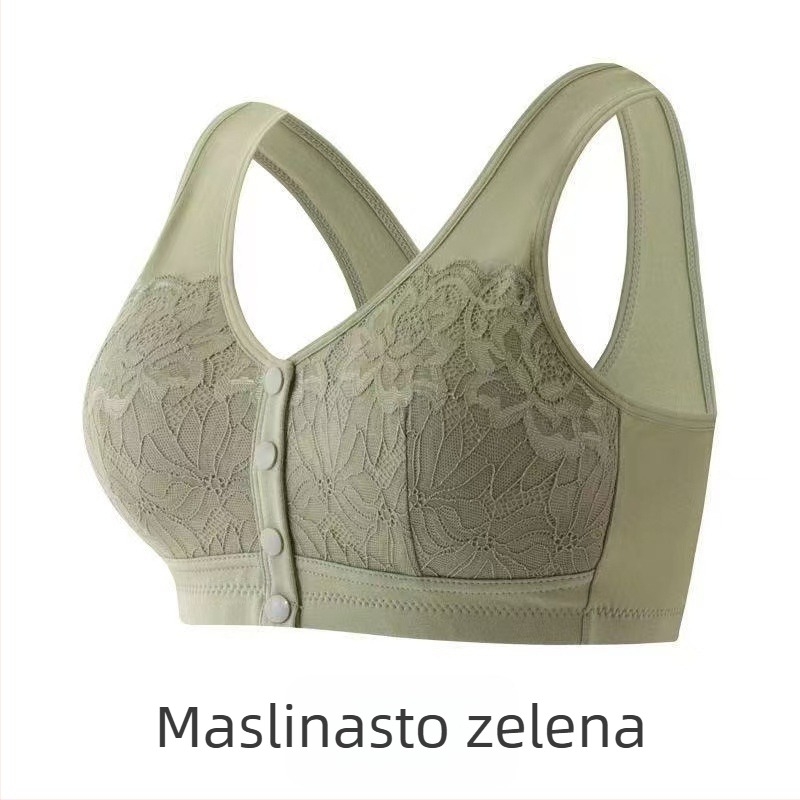 Čipkasti grudnjak s prednjim kopčanjem, bez žica, s punim košaricama, za dojilje majke