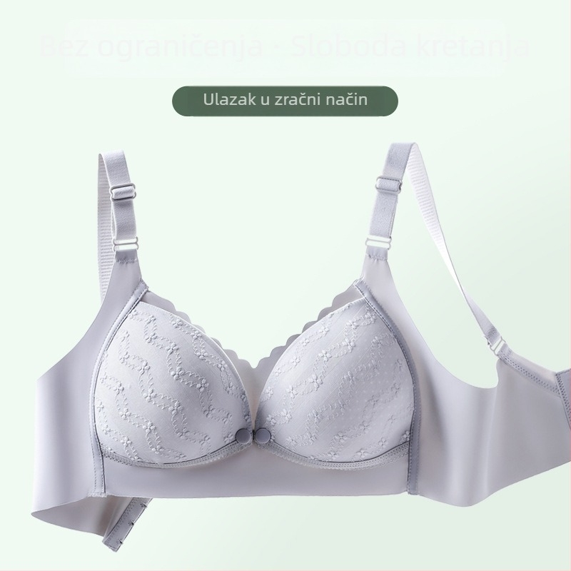 Trudnički grudnjak za dojenje s tankim oblikovanim košaricama, čipka, bez žice, stražnje četiri reda kopči, za dojenje
