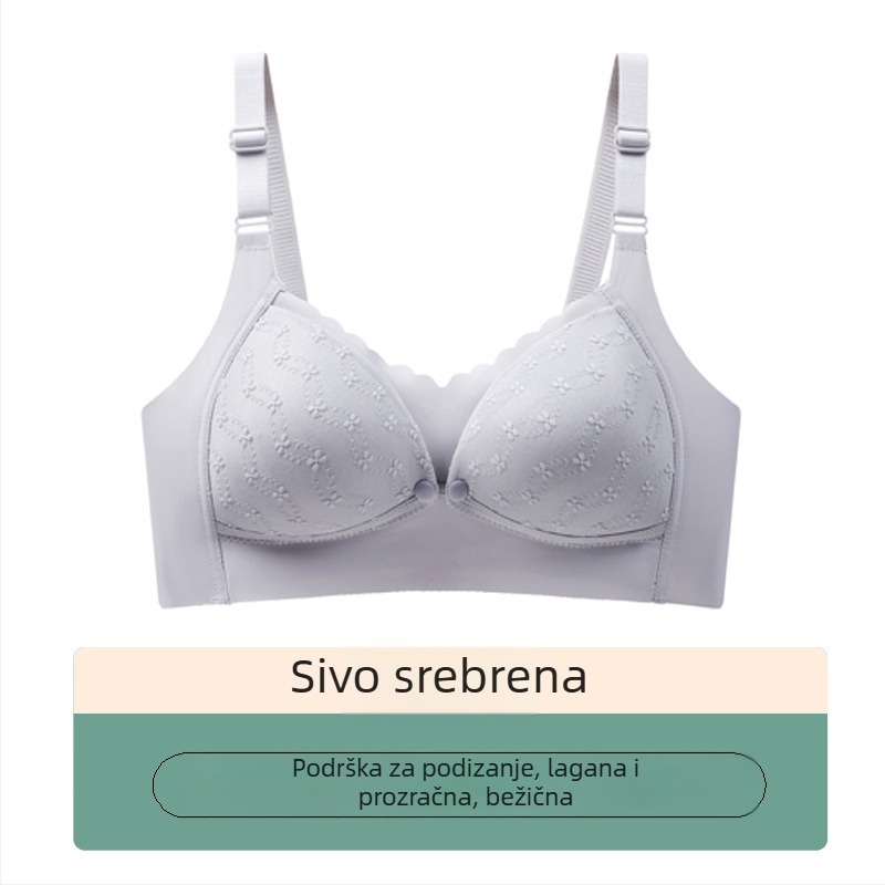 Trudnički grudnjak za dojenje s tankim oblikovanim košaricama, čipka, bez žice, stražnje četiri reda kopči, za dojenje