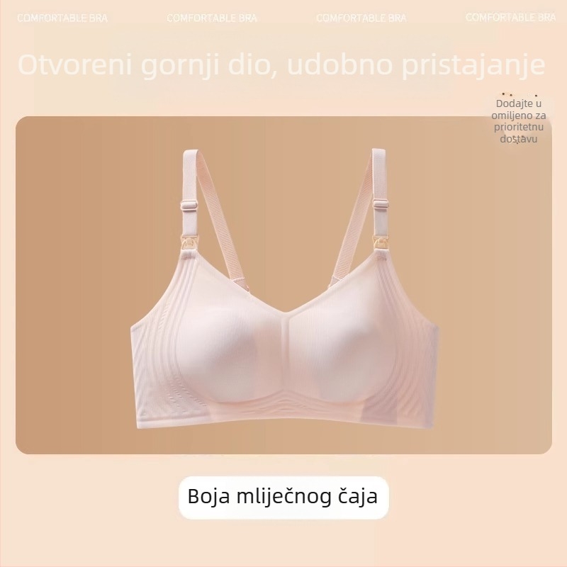 Modalni dojiljni grudnjak — ultra tanke oblikovane košarice, prednje zatvaranje, odvojive dvostruke naramenice, straga četiri reda kukica, za sve faze dojenja