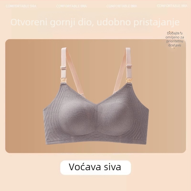 Modalni dojiljni grudnjak — ultra tanke oblikovane košarice, prednje zatvaranje, odvojive dvostruke naramenice, straga četiri reda kukica, za sve faze dojenja