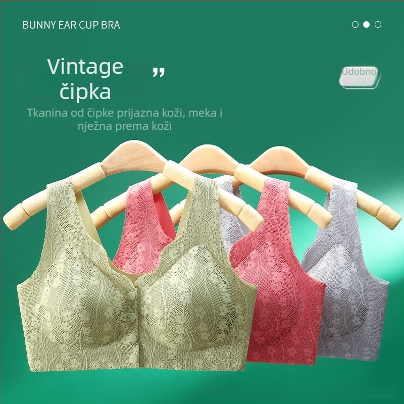 Plus-size grudnjak za dojenje s prednjim zatvaračem, čipka, bez žice, udoban