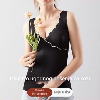 Top za dojenje s V izrezom, bez rukava, nylon-spandeks tkanina, tijesni kroj, srednja duljina, otvor za dojenje