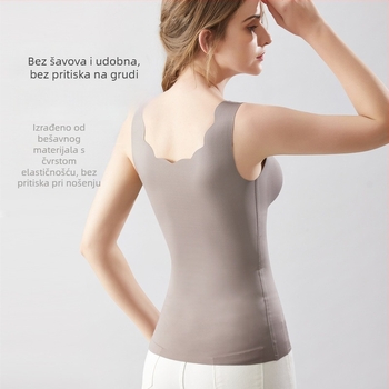 Top za dojenje s V izrezom, bez rukava, nylon-spandeks tkanina, tijesni kroj, srednja duljina, otvor za dojenje