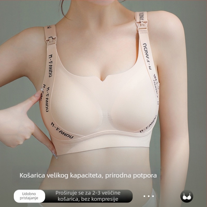 Plus-size grudnjak za dojenje s čvrstim košaricama, bežični, udoban tijekom trudnoće