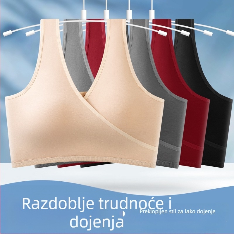 Dojnički grudnjak s križnim stražnjim dijelom, udoban pamuk, tanke košarice, bočni otvor, bez kostiju