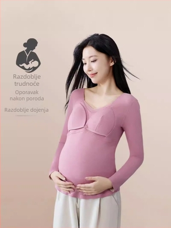 Top za dojenje s termalnim materijalom, bez grudnjaka — za trudnoću, jesen/zima, debeli model