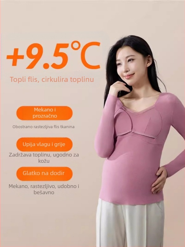 Top za dojenje s termalnim materijalom, bez grudnjaka — za trudnoću, jesen/zima, debeli model