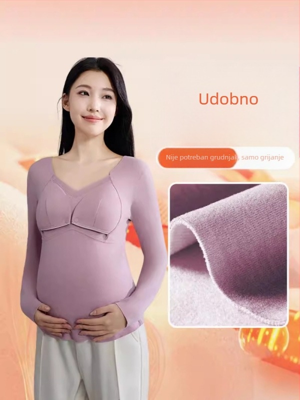 Top za dojenje s termalnim materijalom, bez grudnjaka — za trudnoću, jesen/zima, debeli model