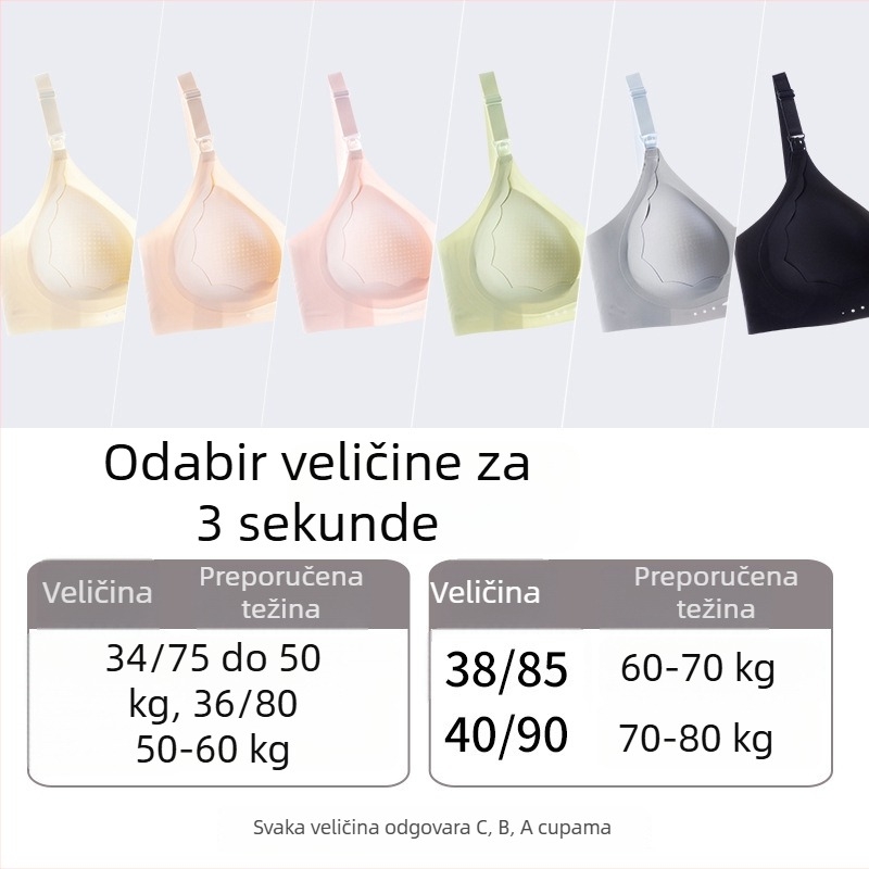 Njegujući grudnjak s košaricama srednjeg oblika, čvrsti dvostruki naramenice, najlon tkanina, stražnje kopče s četiri reda kopči, za sve faze dojenja