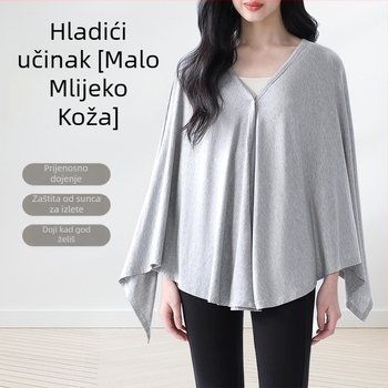Dojilni šal za trudnice - poliester, glavna tkanina 80-90%, kardigan stil, bez rukava