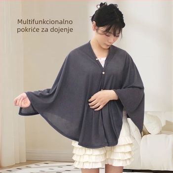 Dojilni šal za trudnice - poliester, glavna tkanina 80-90%, kardigan stil, bez rukava