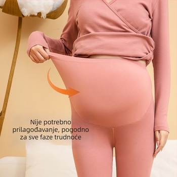 Termalni set za trudnice: dugi rukav, hlače za jesen-zimu, top za dojenje poslije poroda, mekani pamuk