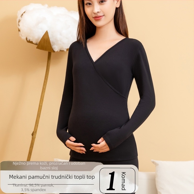 Termalni set za trudnice: dugi rukav, hlače za jesen-zimu, top za dojenje poslije poroda, mekani pamuk
