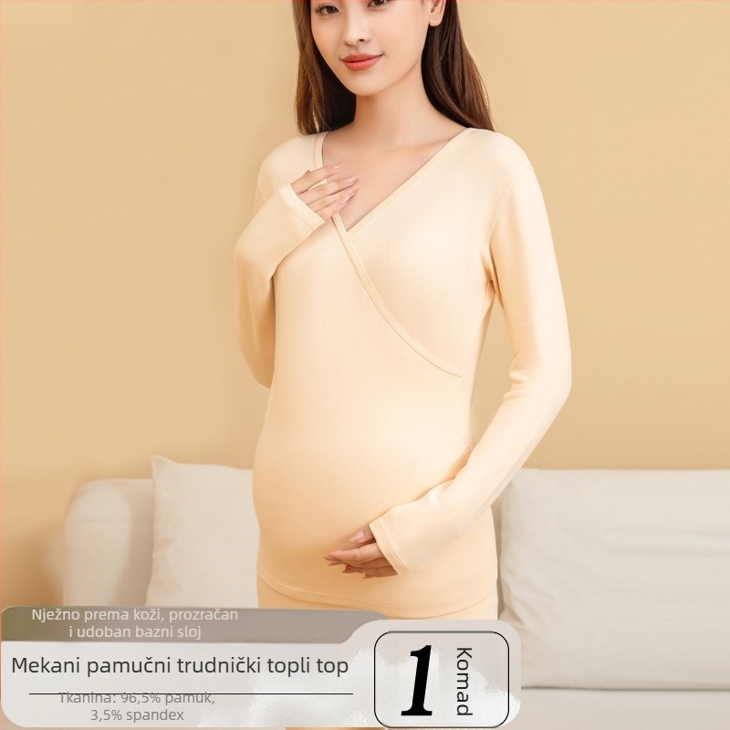 Termalni set za trudnice: dugi rukav, hlače za jesen-zimu, top za dojenje poslije poroda, mekani pamuk