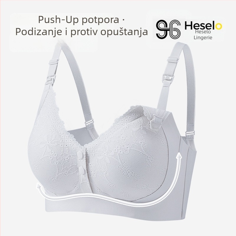 Pink rhyme 2025 luksuzni čipkasti grudnjak za dojenje s oblikovanim košaricama, stražnje kopče u četiri reda, nylon-spandeks mješavina