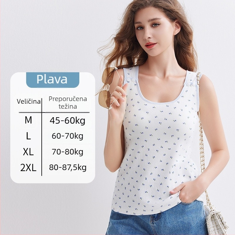 Top za dojenje za trudnice, lagani ljetni osnovni sloj, majčinska odjeća nakon poroda, bez grudnjaka, može se nositi i van, 90–95% pamuk