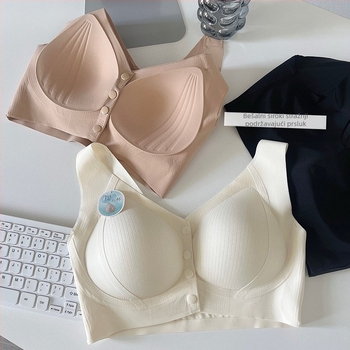 Sutien za dojenje s prednjim zatvaranjem, fiksni dvostruki kaiši, tanke oblikovane košarice, materijal: najlon