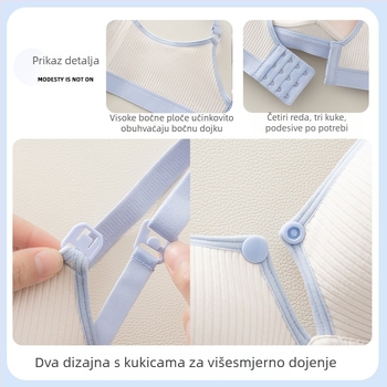 Pamučni grudnjak za dojenje s oblikovanim košaricama, podržavajući protiv opuštanja, prozračan