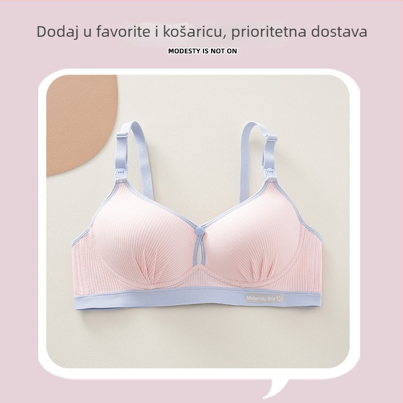 Pamučni grudnjak za dojenje s oblikovanim košaricama, podržavajući protiv opuštanja, prozračan
