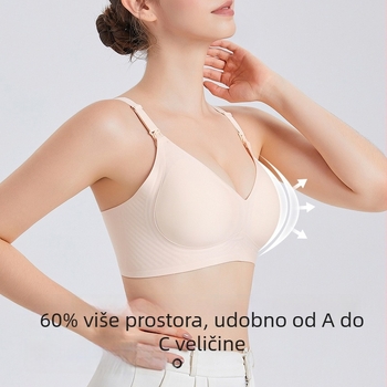 Dojiljni grudnjak s mekom podrškom i anti-sag dizajnom, tanke oblikovane košarice, bez žice, najlon materijal, straga četiri niza zatvaranja, za sve faze dojenja
