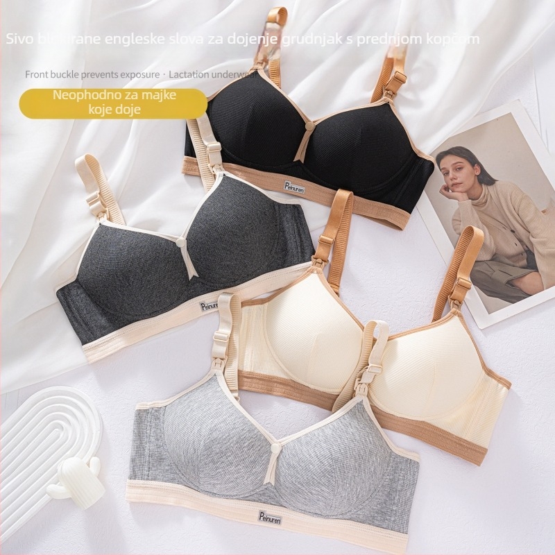 Maternitetski grudnjak za dojenje, pamuk, tanke oblikovane košarice, stražnje zatvaranje s četiri reda kukica