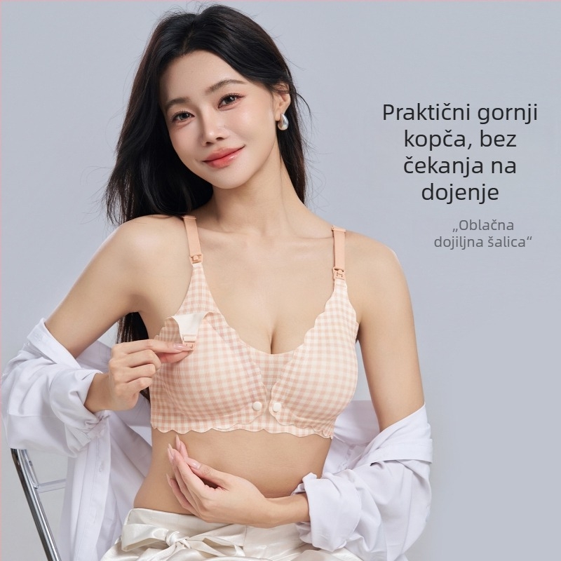 Maternitetski grudnjak za dojenje, protiv opuštanja, push-up, za dojenje poslije poroda, stražnje zatvaranje s četiri reda kukica i očiju
