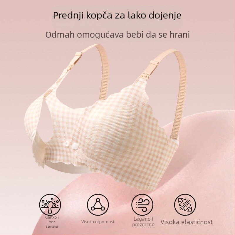 Maternitetski grudnjak za dojenje, protiv opuštanja, push-up, za dojenje poslije poroda, stražnje zatvaranje s četiri reda kukica i očiju