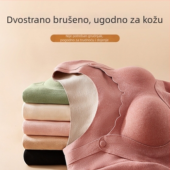 Trudnički jesensko-zimski pidžama set s mekanim flisom, top s otvorom za dojenje i hlaće, za trudnoću, postporođajno i dojenje, plus veličina