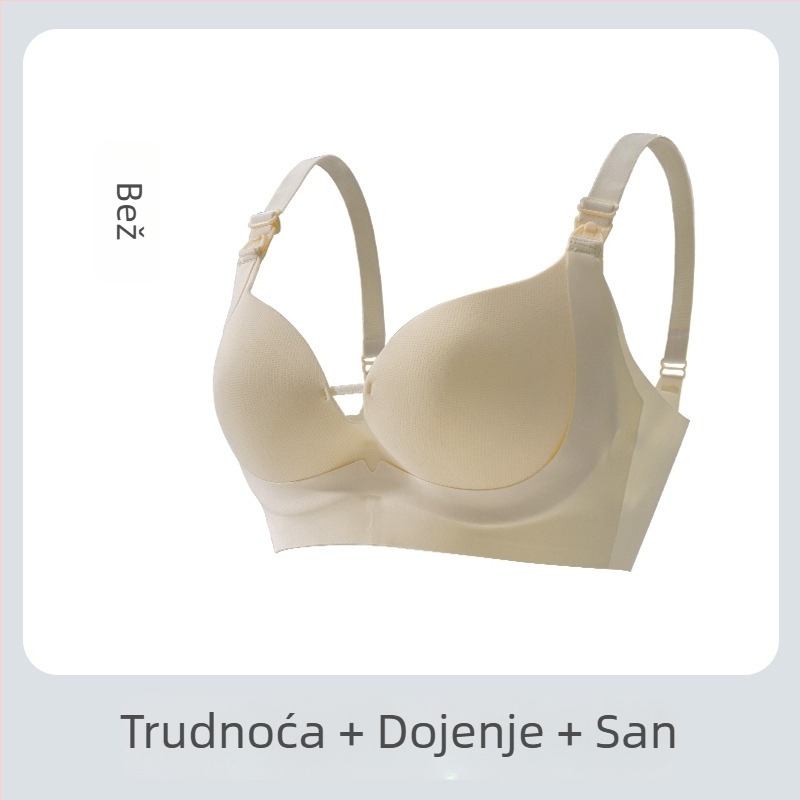 Ljetni grudnjak za dojenje — tkanina Spandex, podstava 80–90% poliester, čvrste dvostruke naramenice, tanke oblikovane košarice, bez čeličnog prstena