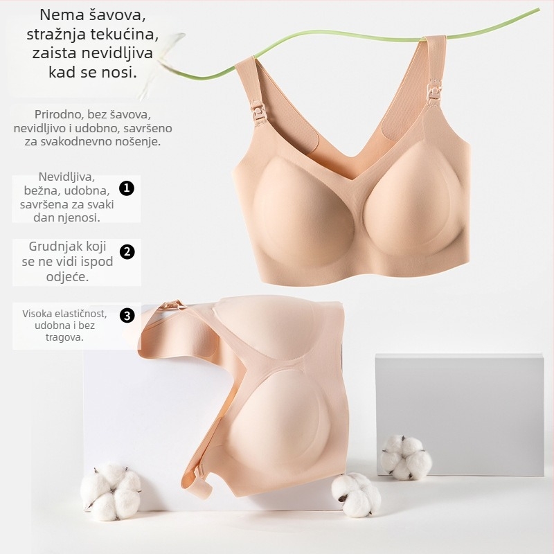 Trudnički grudnjak za dojenje, jednokomponentni dizajn, mekana podrška, prozračni najlon s poliesterom podstavom, tanke tkanine košarice, pogodna za sve faze