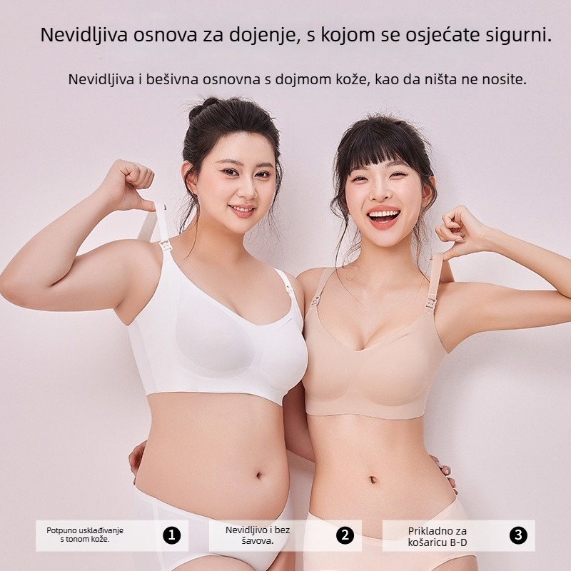 Trudnički grudnjak za dojenje, jednokomponentni dizajn, mekana podrška, prozračni najlon s poliesterom podstavom, tanke tkanine košarice, pogodna za sve faze