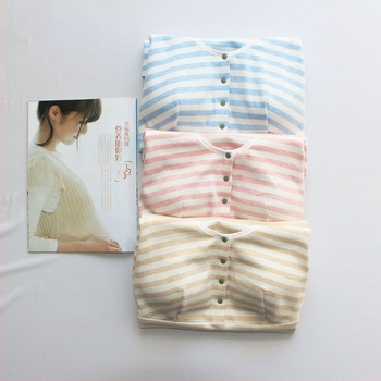 Top za dojenje s prugastim pamukom (95%), okrugli izrez, dugi rukavi