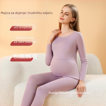 Trudnički termalni top za dojenje, pulover s dugim rukavima, poliester 90–95%, debela tkanina 251–300 g/m², jesen-zima